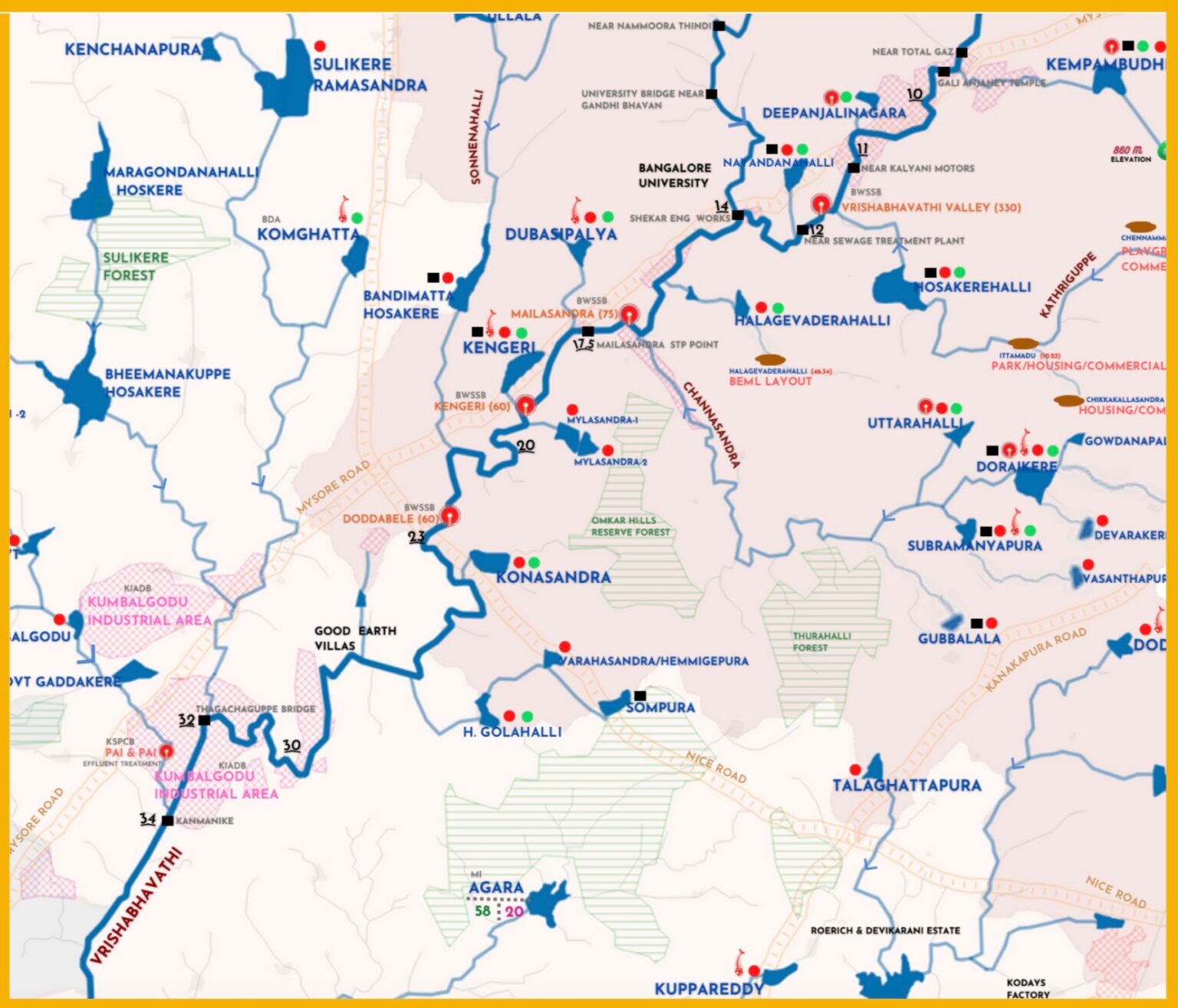 Vrishabhavathi river map