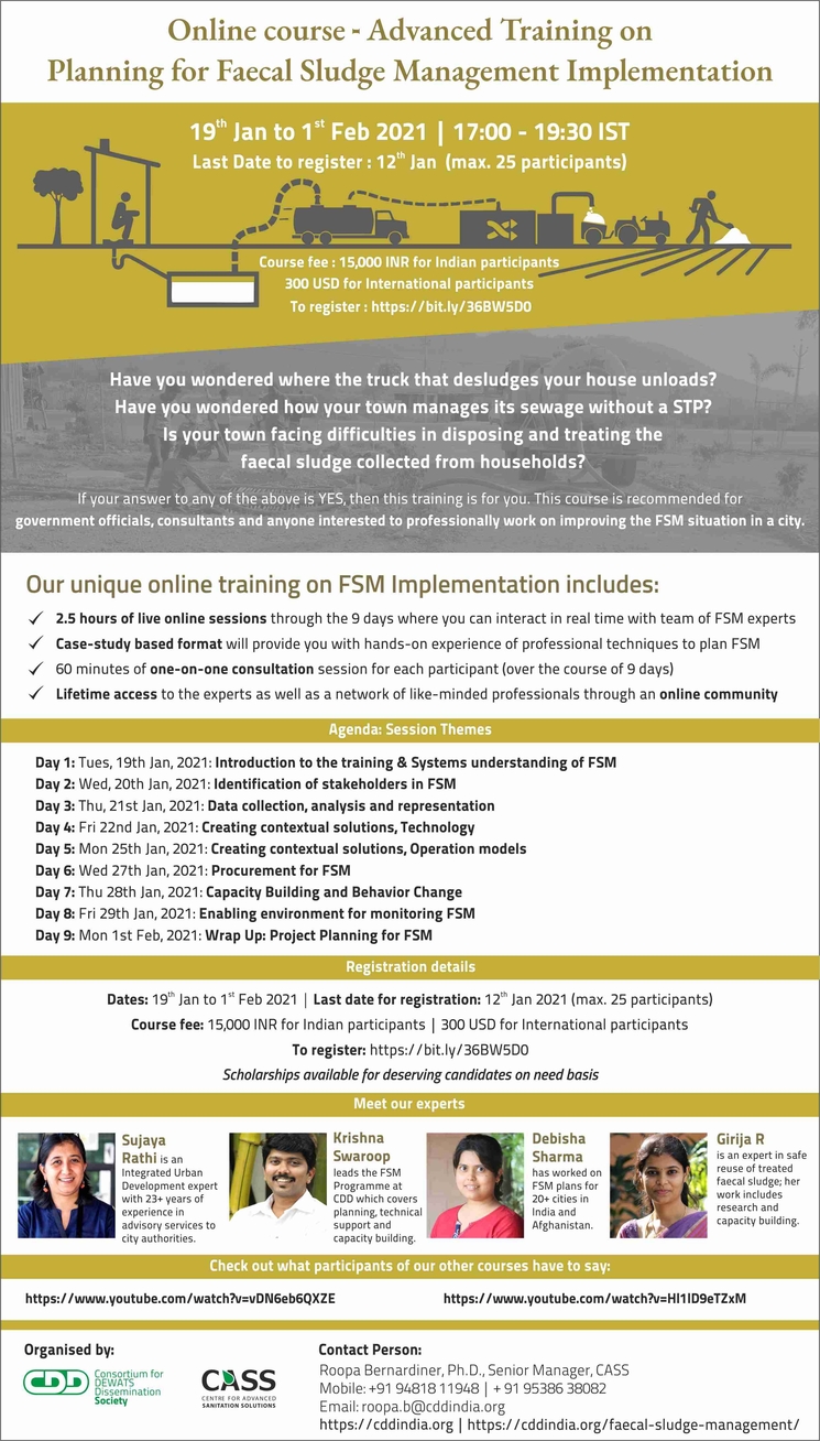 Advance Training on Planning for Faecal Sludge Management Implementation