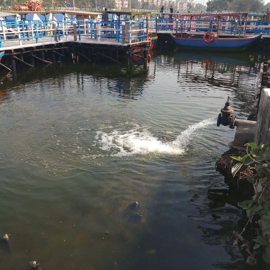 Water gets pumped into the lake by the corporation to maintain the water level.