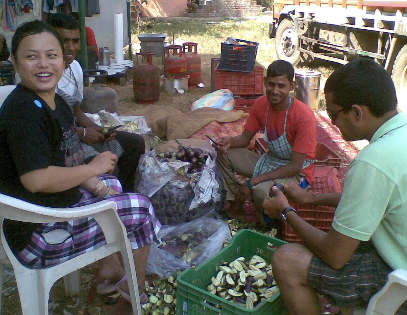 Urmila helping in the kitchen