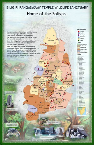 map showing the Soliga lands within the BRT