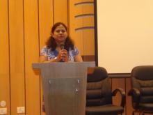 Sucheta addressing the audience