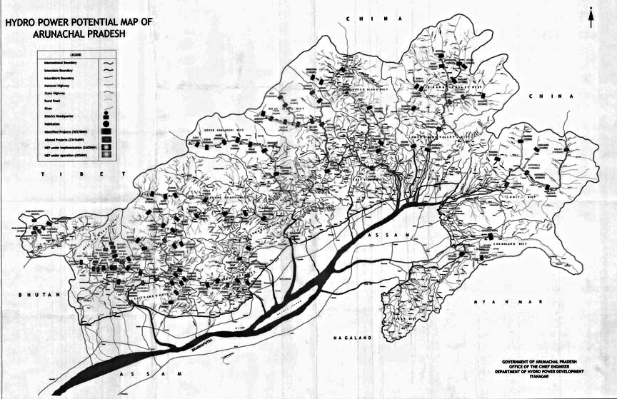 Hydro Power potential map of Arunachal Pradesh