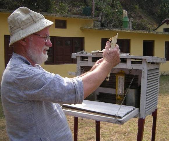 David Hopkins at his weather monitoring station