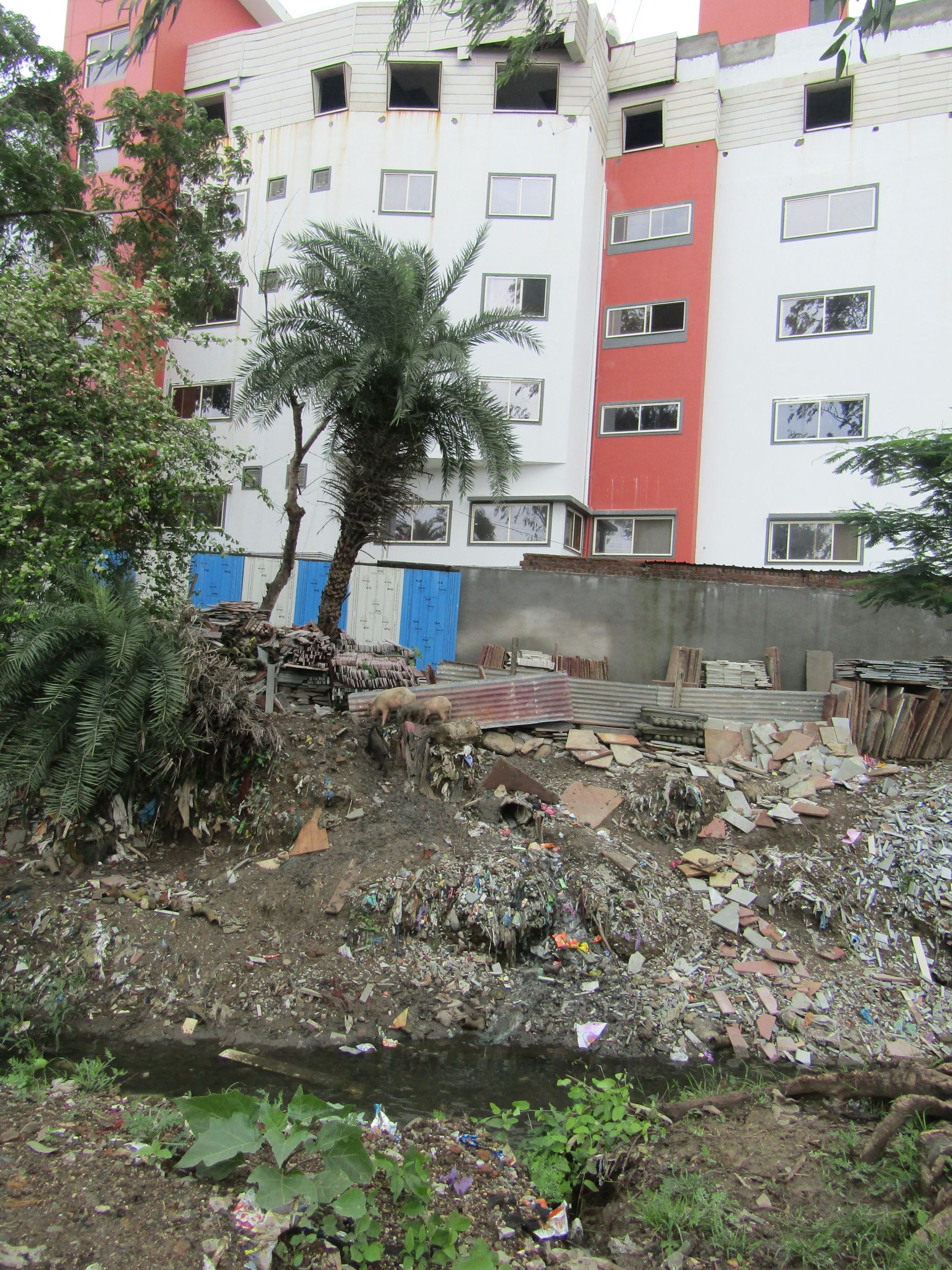 Outflow from a private hospital which is being released untreated into a nullah nearby.