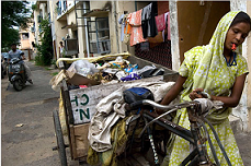 Garbage collection by hand driven cart