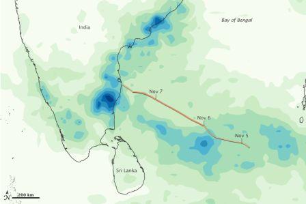 Rainfall from Cyclone Jal