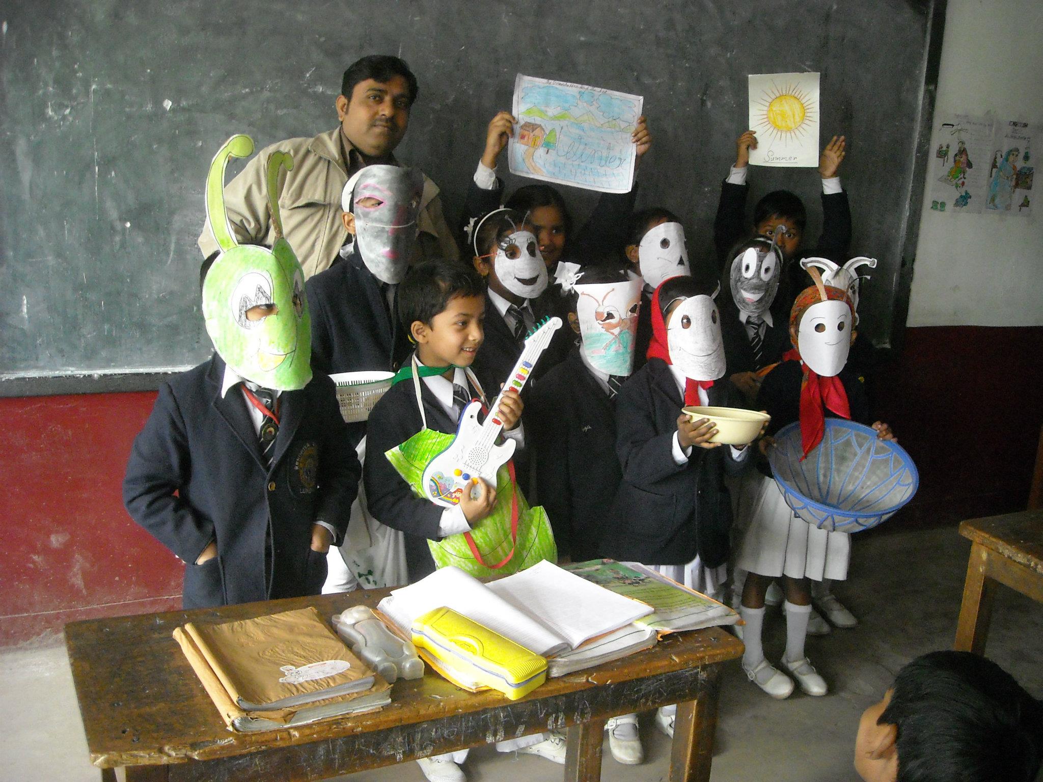 Students performing skit