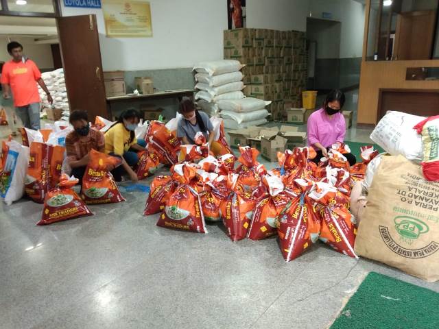 Ration kits, ready to be distributed (Image Source: Sunbird Trust)