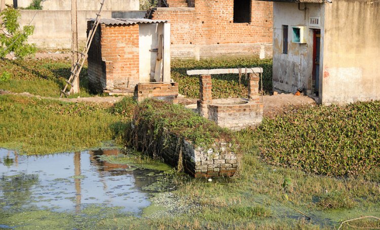 Encroachments along the Ambattur eri's periphery.