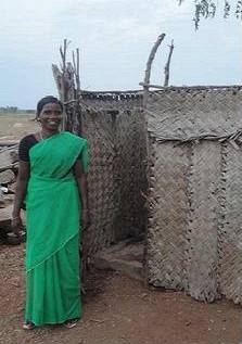 Toilet with thatched walls