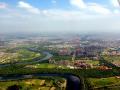 Aerial view of the Najafgarh drain. (Image: Sumita Roy Dutta, Wikimedia Commons; CC BY-SA 4.0)