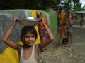 Children take refuge in temporary shelters.  (Photo source: Jhai Foundation)