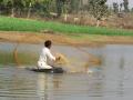 Fishing lines, tyre tubes as floats and make-shift wooden platforms are very commonly used.  Source: Shubham Sharma.