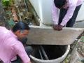 K.P. Singh shows one of the recharge wells