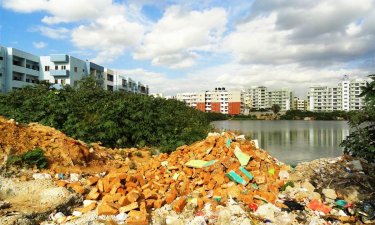 Lakes or dumping place for the construction debris