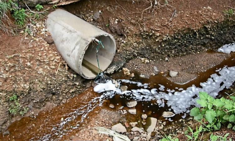 Polluted water coming out of a factory