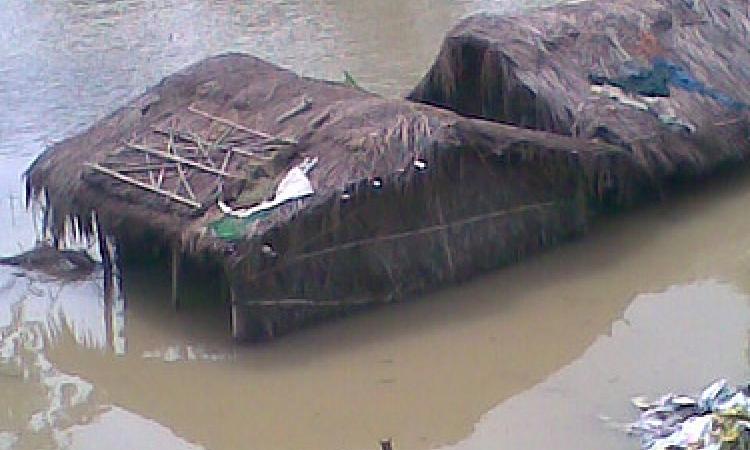 The flooded Bagmati river