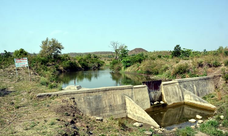 A check dam constructed by Dilasa in Dhangarwadi