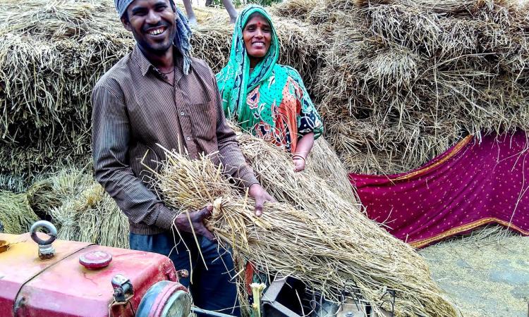 Farmer Hrushikesh Mandal with his yield.