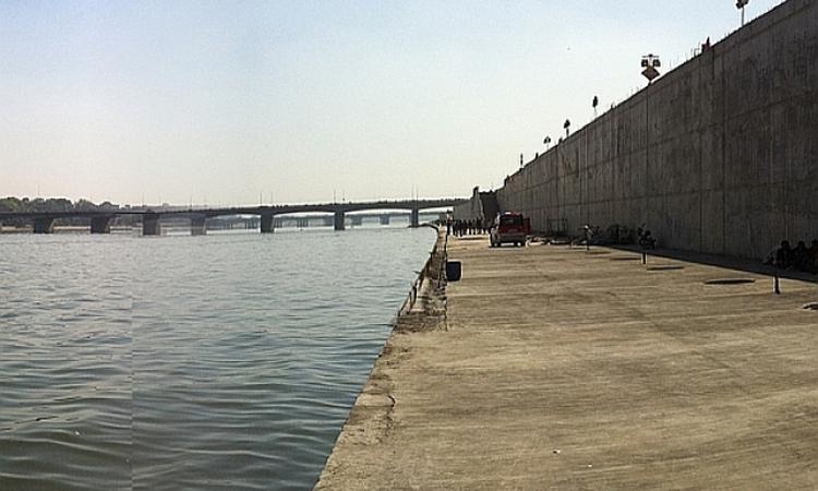 A view of the concrete-bound Sabarmati